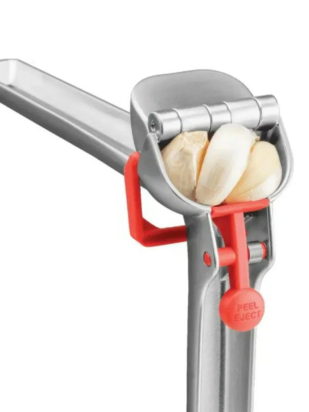 Dreamfarm Silver Garlic Press with Red Accents